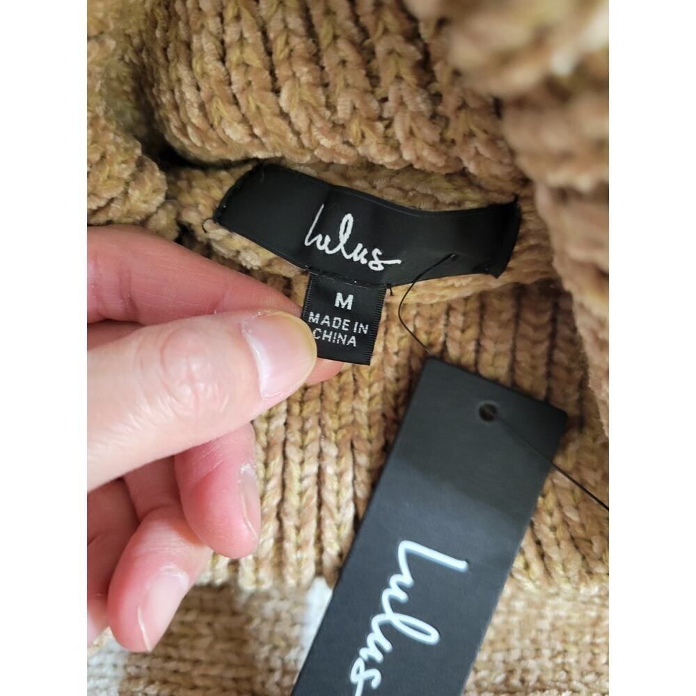 Lulus Casual Attitude Beige Striped Turtleneck Mini Sweater Dress M NWT - Picture 9 of 9